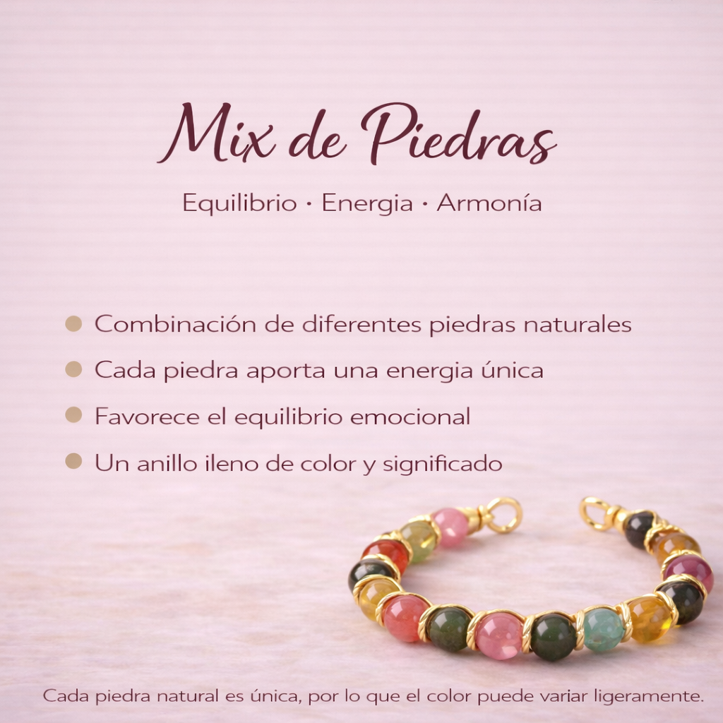 Anillo Mix de Piedras – Equilibrio, Energía y Armonía
